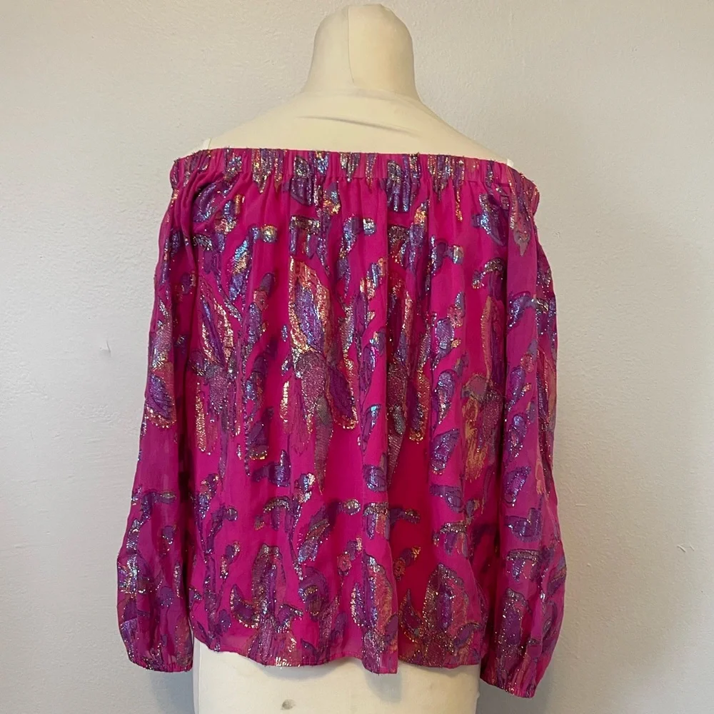 NWT Lilly Pulitzer Emilee Long Sleeve Off The Shoulder Top - Picture 6 of 9